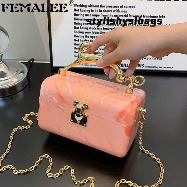 Totes Summer PVC Metal Leopard Handle borsa donna 2022 nuova tracolla in acrilico Borsa a tracolla Piccola Jelly Box Totes Luxury Party Clutch 020823H