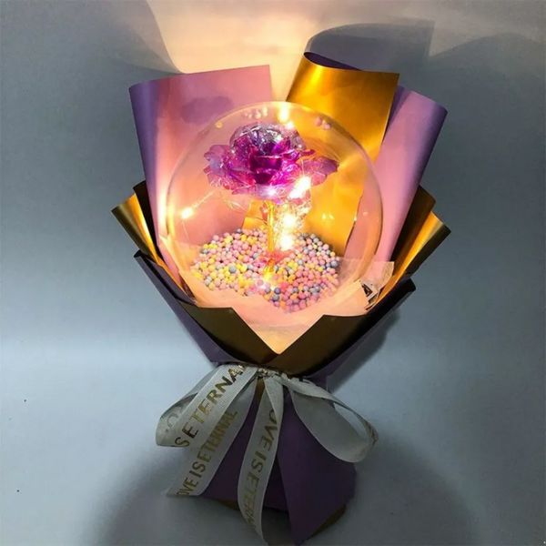 Decorazioni per la casa per feste San Valentino Natale Bobo Ball Color Golden Flower Rose LED Light Emitting Decoration Gifts FY5725