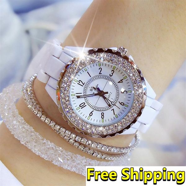 Frauen Uhren 2018 Top Marke Luxus Keramik frauen Uhr Mode Quarz Frauen Armbanduhr Diamant Weiß Weibliche Armbanduhr 20197K