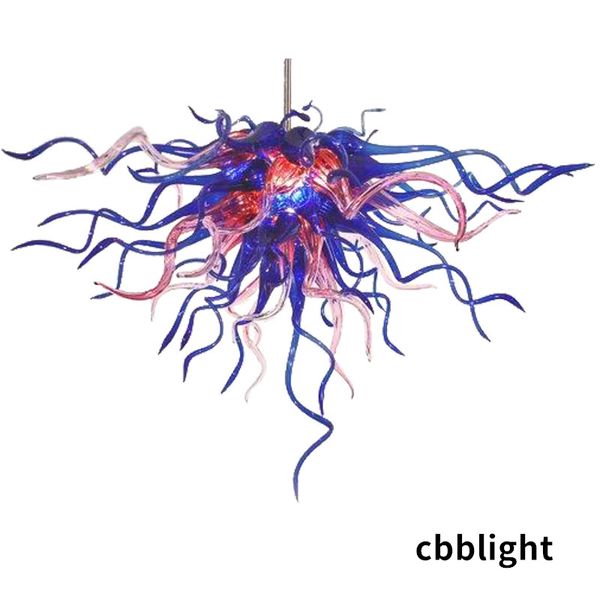 Марокканский отель вестибюль элегантный ручный раздутый стеклянная люстра Голубой розовый 28*24 дюйма светодиодный свет для домашней гостиной.