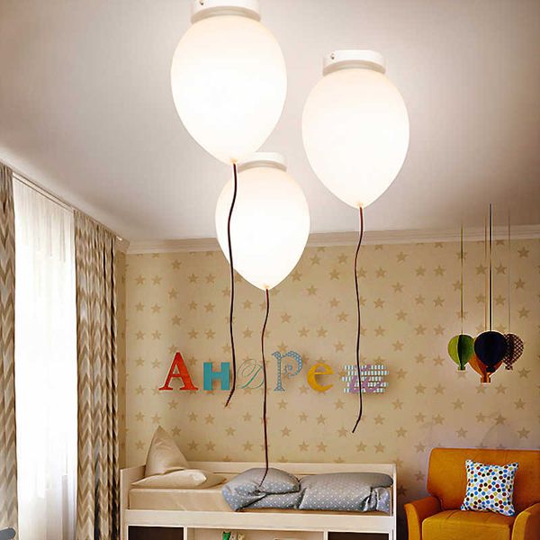 Luzes de cama de cama infantil Luzes de teto de vidro branco Candelador de balão infantil Lâmpada de teto da sala de estar da cama infantil 0209