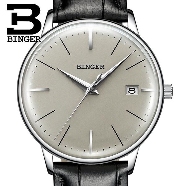 Armbanduhren Schweiz BINGER Männer Uhr Japan NH35A Automatische Mechanische Leder Saphir Uhren Wasserdichte Uhr B5078M-4