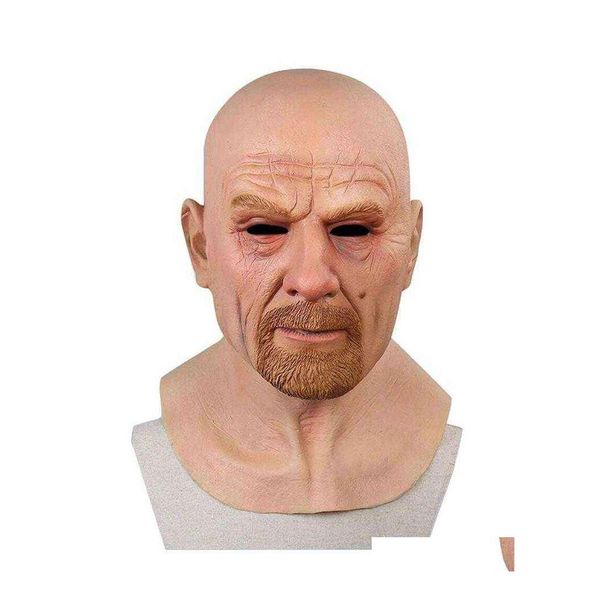 Máscaras de festa Cosplay Old Man Face Mask Halloween 3D Látex Head Adt Masque Adequado para festas Bares Salões de dança Atividades G220412 Dr Dhsaf