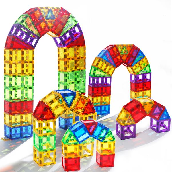 Blocchi di costruzione magnetica Giocattoli Montessori Regalo Set di costruzioni fai da te Bambini Piastrelle educative trasparenti Giocattolo per bambini 230209