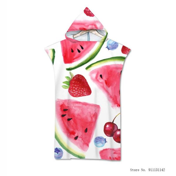 Handtuch, Wassermelonen-Frucht, doppelseitig, schnell trocknend, mit Kapuze, Sportbad für Erwachsene, Damen und Herren, Strandtücher, Surfen, Schwimmen