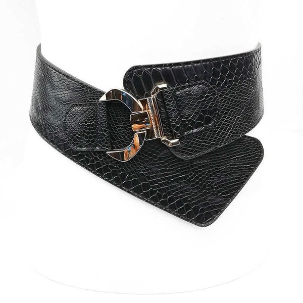 Cinture New Luxury Ladies Wide Belt Elastic Vintage Buckle Leather Wide Fashion Wild Pin Buckle Cintura da donna in vita Cinture all'ingrosso G230207