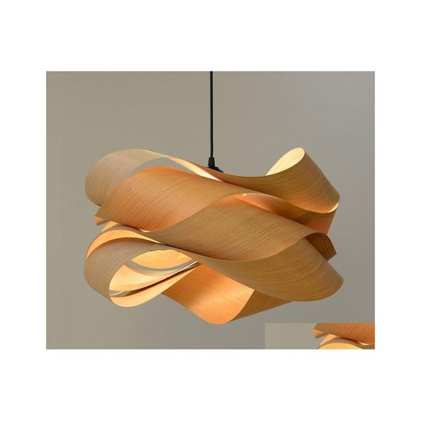 Lampade a sospensione Wood Skin Bamboo Endant Personalità Asian Chinese E27 Progetto in legno Coffee Shop Light Drop Delivery Lights Illuminazione In Dhh1Q