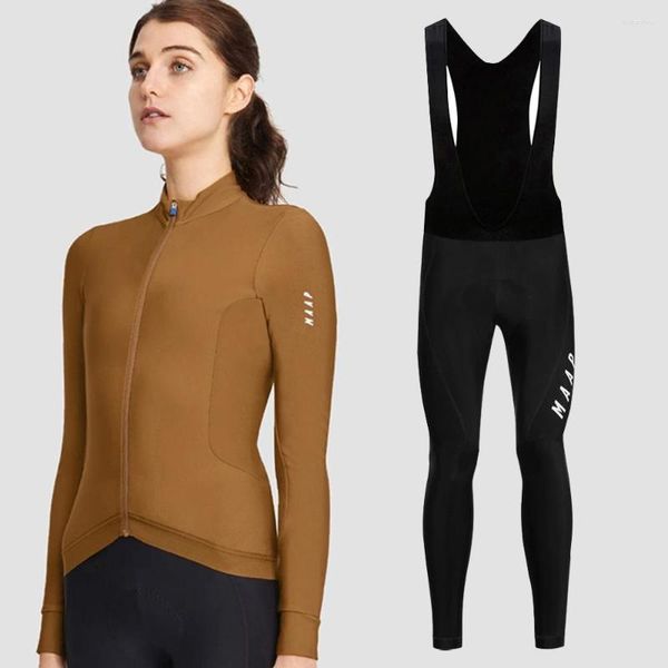 Set da corsa Autunno femmina Pro Cicling maglia Set manica lunga con un gel di vestiti in bicicletta per mountain bib ropa ropa ciclismo anti-uv top