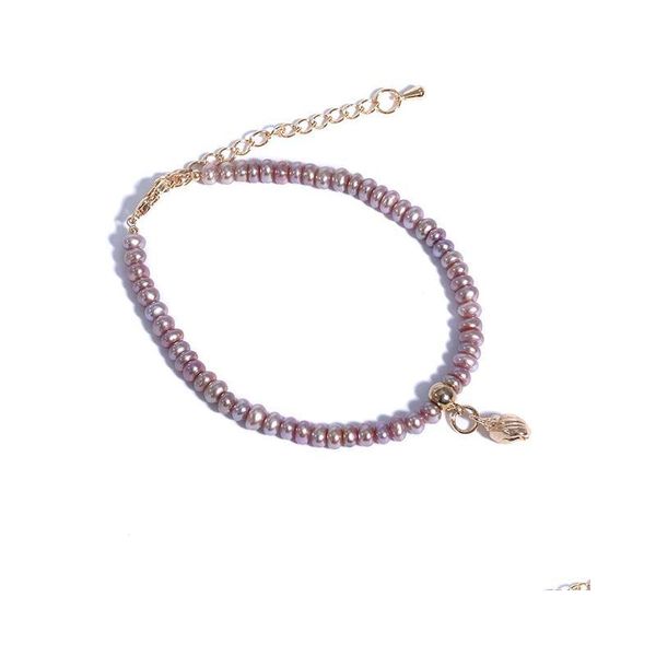 Braccialetto di perle d'acqua dolce naturale all'ingrosso con perline Dolce delicato Conch Powerf Rosa Viola Lavanda Baitieins Gioielli a mano Dh0Pl