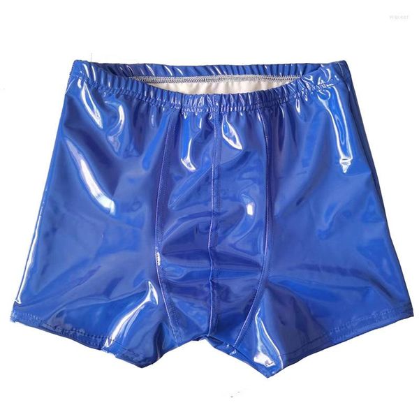 Underpants sexy pantaloni in pelle luminosa per biancheria bianche da uomo boxer corta erotica sollevamento della lingerie a metà ascesa