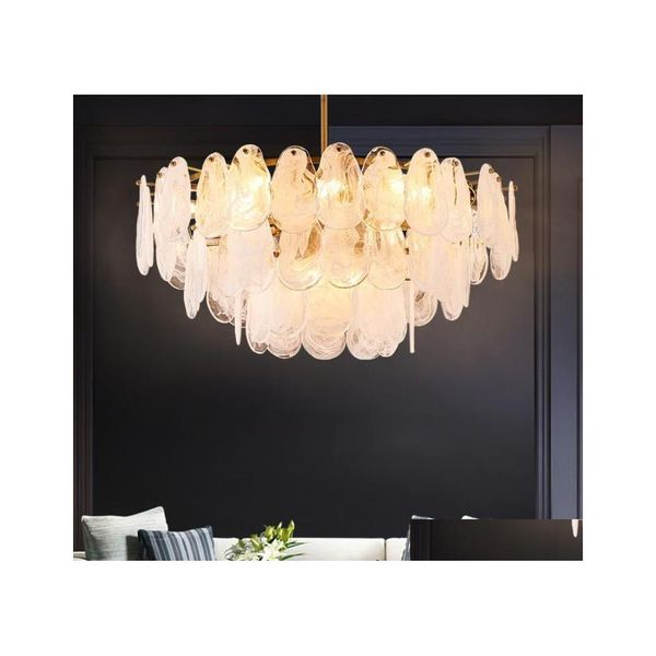 Lampade a sospensione Lampadari di cristallo francese Illuminazione Soggiorno Texture bianca Villa Luce moderna Sala da pranzo di lusso Luci decorative Drop Dhli2