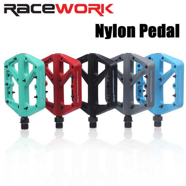 Pedali per bici Racework Pedale per mountain bike Pedale in fibra di nylon Du Bearing Pedale ultraleggero antiscivolo Speed Drop DH Pedale per fuoristrada Parti per bici 0208