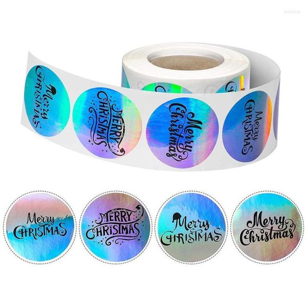 Confezione regalo Laser da 1,5 pollici Buon Natale adesivi Rotolo 100-500 pezzi Etichette decorative per regali Busta per biglietti di auguri Artigianato