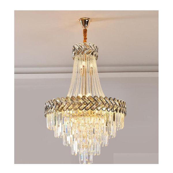 Lampadari lampadario di cristallo moderno di lusso per soggiorno lampada a soppalco oro a soppalco grandi scale lampada cristal decorazioni per la casa l dhp3f