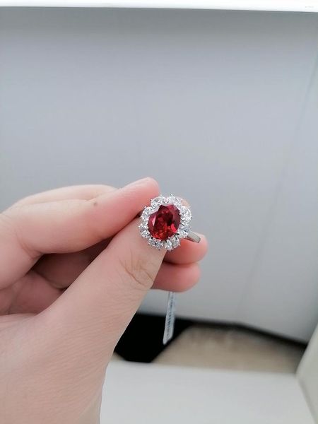 Cluster-Ringe, klassischer Lab-Grown-Rubin, Verlobung, Hochzeit, Sterlingsilber 925, Schmuck, Weihnachtsgeschenkideen, Großhandelspreis