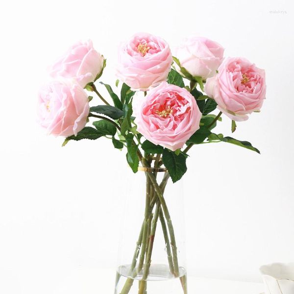 Dekorative Blumen 6 Stiele/Lot Austen Rose Heimdekoration Latex Real Touch Hochzeit Künstliche rosa Blume Blumen Event Party Display -