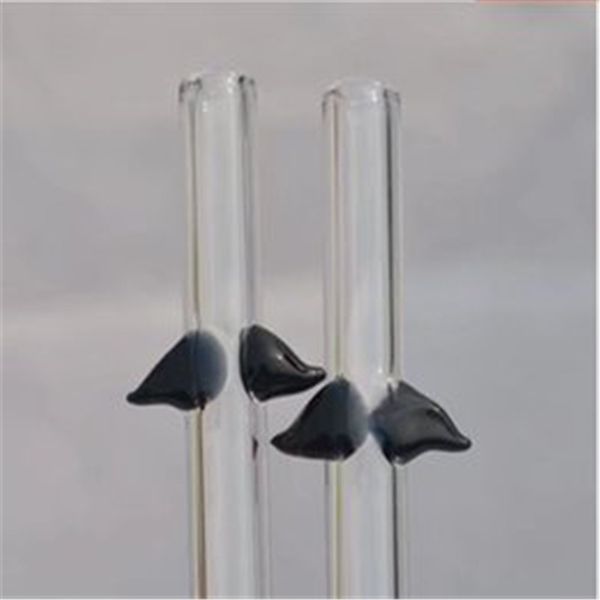 Schwarzer Bartstrohglas-Bong-Zubehör, lange 20 cm lange Glaspfeifen, bunte Mini-Mehrfarben-Handpfeifen, beste Löffelglaspfeifen