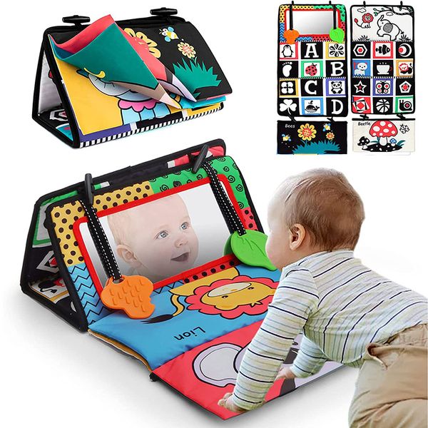 Intelligenzspielzeug Schwarz-Weiß-Babyspiegel, Bauchzeitspielzeug für Babys, Montessori-Entwicklung, Krabbeln, kontrastreiches Spielzeug, Aktivität 230209