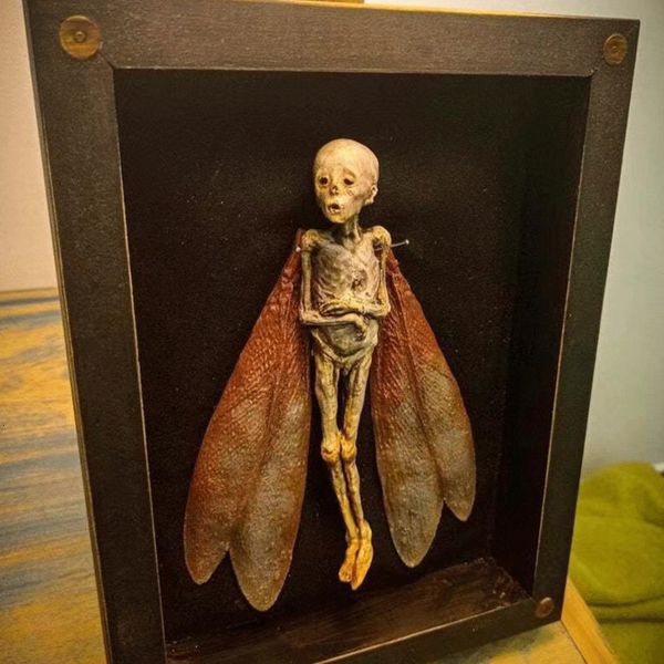 Dekorative Objekte, Figuren, 3D-verfluchte Gegenstände, tote Fee, Schattenbox, Taxidermie, gruselige Elfe, Halloween-Statue, Bilderrahmen, Display-Gemälde 230209