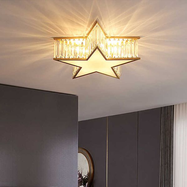 Nordic All Copper Crystal Lamps Luxury Bedroom LED RESULTADO DO PENTAGRATO MONIMALISTA PENTAGRAM LUZES 0209