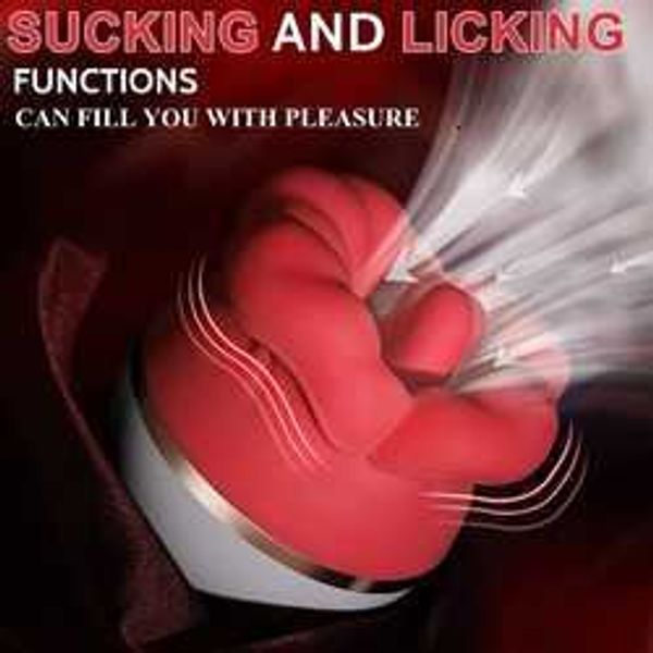2023 Sexspielzeug Massagegerät Vibrator Hot Big Mouth Lecken Zunge Brust Klitoris Saugen Nippel Stimulator Rose Form Erwachsene Spielzeug für Frauen Beste Qualität