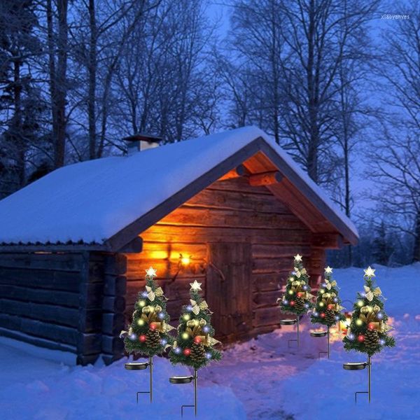 Weihnachtsdekorationen 1/2 Stück Solar-LED-Vierfarben-Baum-Stehlampe Außendekoration Hof-Rasen-Garten-Landschaftsbeleuchtung