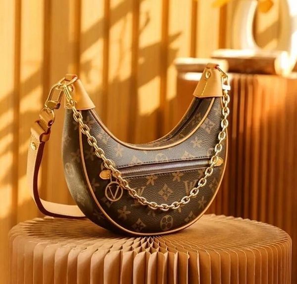 borse hobo loop borsa a catena d'oro designer di lusso borsa da donna con tracolla in tela rivestita con cerniera borsa a tracolla a mezzaluna borse con fondo a mezzaluna borse Moon Bags 668