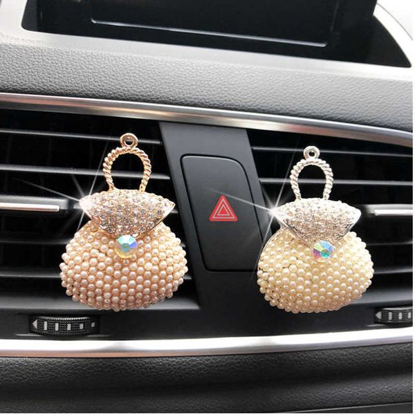 Décorations d'intérieur désodorisant de voiture sortie d'air alliage sac de perles aromathérapie clip de parfum diffuseur automatique accessoires d'intérieur de voiture 0209