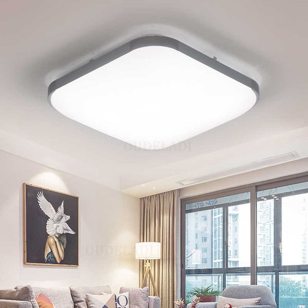 Modern LED ışıklar gümüş alüminyum çerçeve akrilik abajur 12w24w36w yatak odası koridoru balkon tavan lambası ev dekor 0209