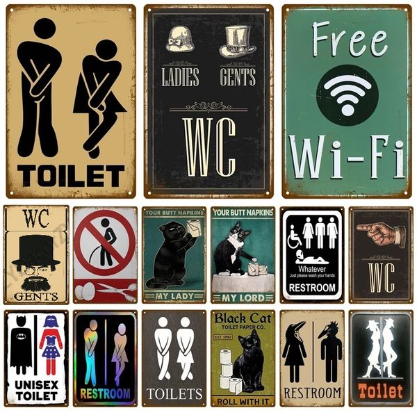 Sinais de metal pintura Man Lady Funny WC SIGN METAL POSTER PLATO DE TONETA PLACA DE TIN PLATA DE TIN KTV BBQ BAVILHO DE BAINS MURAL HOME CASA Vintage Pub Tamanho 30x20cm W01