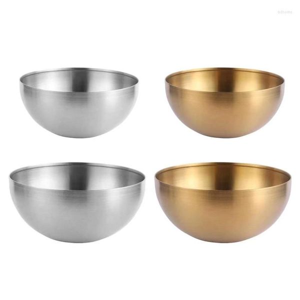 Tigelas tigela de aço inoxidável de parede dupla para recipiente de frutas de sopa de lanche de metal uso durável