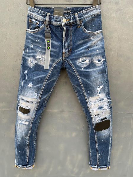 Dsquare jeans D2 PHANTOM TURTLE Clássico Moda Homem Jeans Hip Hop Rock Moto Mens Casual Design Rasgado Jeans Angustiado Skinny Denim B fQV