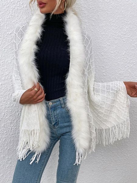 Frauen Pelz Europa Und Die Vereinigten Staaten 2023 Herbst Winter Licht Luxus Senior Kragen Quaste Elegante Schal Pullover Jacke
