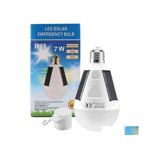 Andere Solarleuchten E27 7W 12W Lampe 85265V Energiesparlicht LED Intelligente wiederaufladbare Notfall BB Tageslicht Drop Lieferung Licht Dhi6M