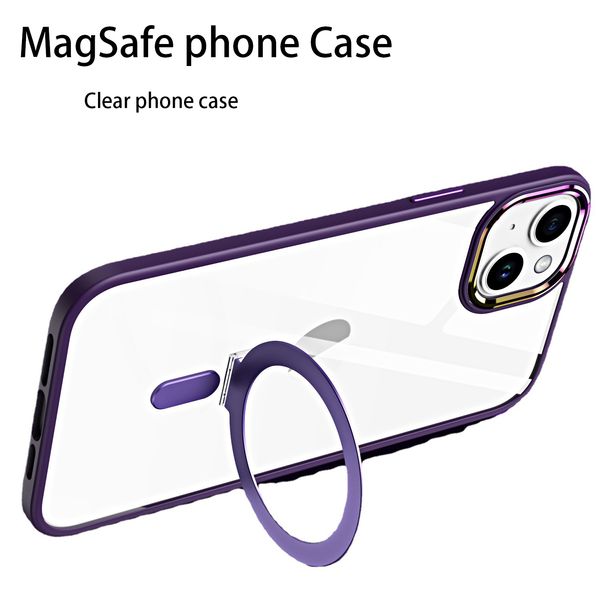 Transparente magnetische Standtelefonhülle für iPhone 12 11 13 14 Pro Max mit Halterung TPU-Abdeckung für Magsafe Wireless Charger