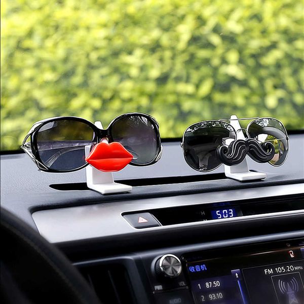 S Car Ornament Glasses Stand Rame Mustache Red Llips держатель смола автоматическая внутренняя панель панели приборной панели аксессуары подарок 0209