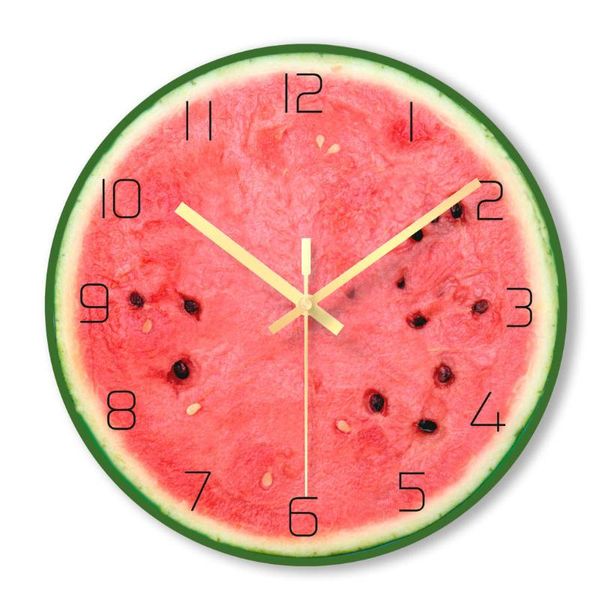 Orologi da parete Orologio Anguria Fashion Design Frutta Pomodoro Kiwi 6 Stile Soggiorno Decorazione individuale Camera da letto E11673