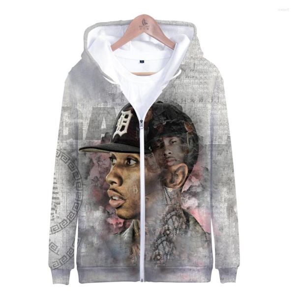 Moletons masculinos Hip Hop Tyga Men/Women Zipper 2023 Slider de poliéster Sorto casual Senhoras/masculino