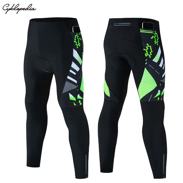 Calças de ciclismo Cyklopedia Calças de bicicleta masculina MTB Bike de bicicleta de bicicleta MTB acolchoada 5D com 3Pockets Ciclismo respirável Leggings longas 230209