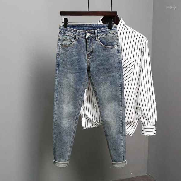 Jeans masculinos Spring Autumn Lavando namorado Slim Denim Roupe