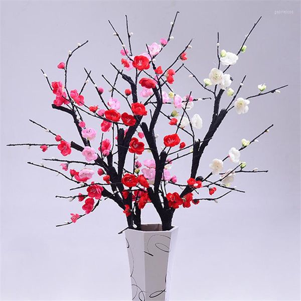 Fiori decorativi Luxury Retro Wintersweet Fake Plum Blossom Flores Artificiales per la decorazione della stanza della decorazione di nozze della festa domestica