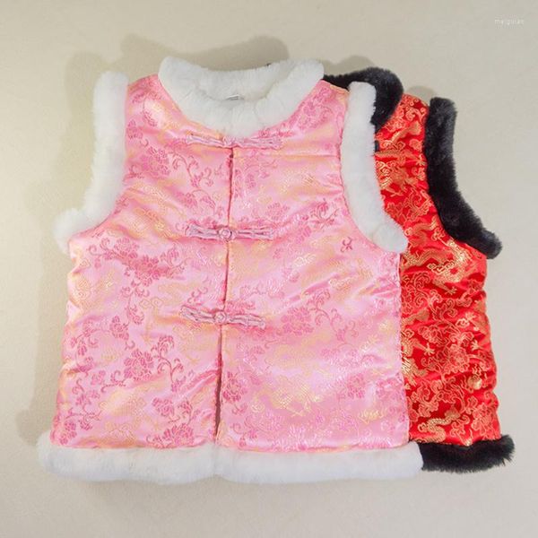 Abbigliamento etnico 9 colori Gilet invernale in cotone per bambini Bambini Ragazze Ragazzi Tang Suit Top tradizionale cinese per bambini Anno spesso