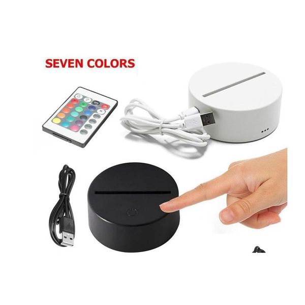 Neuheit Beleuchtung RGB-LED-Leuchten 3D-Touch-Schalter Lampensockel für Illusion 4 mm Acryl-Lichtpanel 2A Batterie oder DC 5V USB Drop Lieferung Dh1Nv