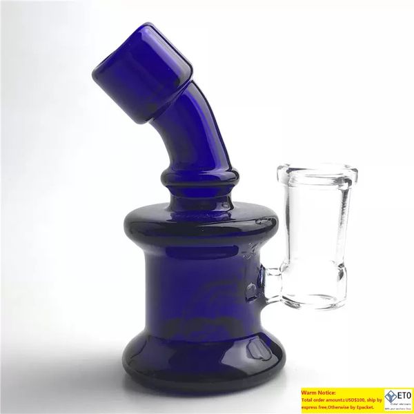 Nuovo mini bong in vetro con bong riciclatore becher per tubi dell'acqua a mano femminile verde blu giallo trasparente 10mm 14mm