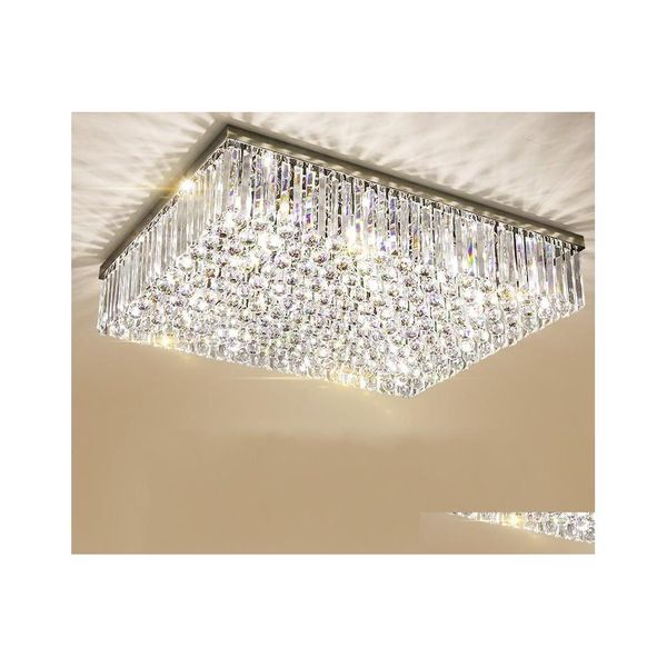 Lustres de lustres quarro contempor￢neo K9 Luzes de teto de cristal de luxo monte lumin lustres de cristal para sala de estar Deli DHX7N