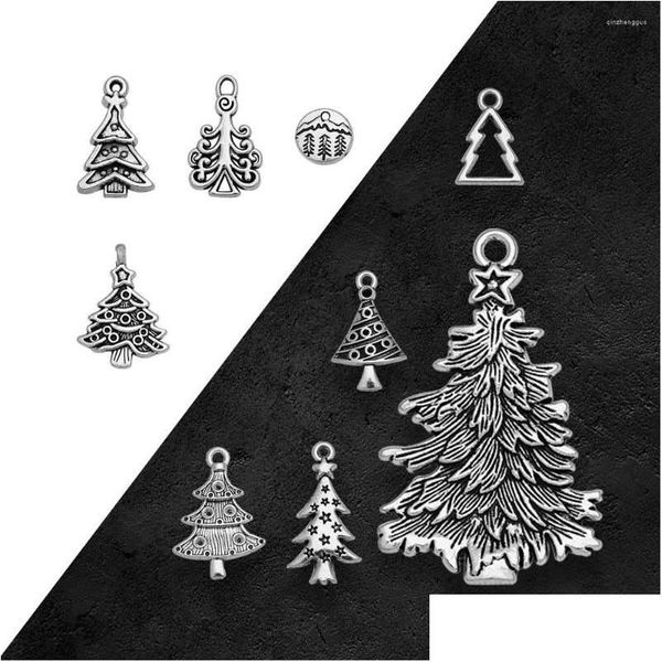 Charms Antique Sier banhado a árvore de Natal Pingente pinaster de pinheiro para braceletes de braceletes diy jóias produzindo suprimentos de suprimentos dhjck