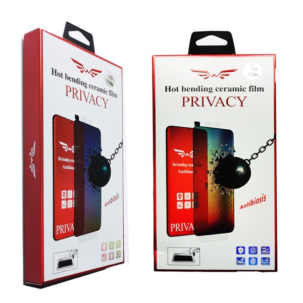 Proteggi schermo in ceramica curva per la privacy per Samsung Galaxy s23 Ultra S22 S21 S20 Note20 ultra S10 S8 S9 Note10 plus impronta digitale unlcok Pellicola anti-peeping con confezione