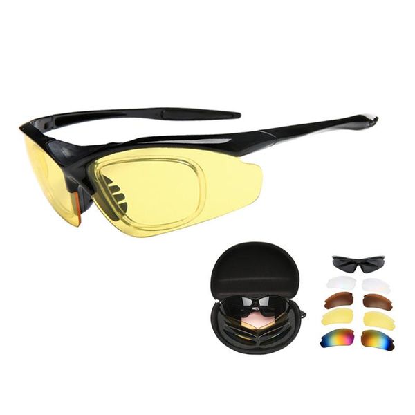 Eyewear ao ar livre 5 lentes/conjunto de óculos táticos de óculos táticos Visão noturna de tiro de tiro militar homens Paintball CS Game Game Sunglasses