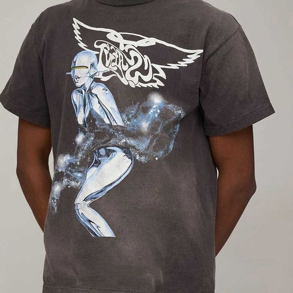 Дизайнерская мода Saint Michael T Shirt Hajime Sorayama Robot Print High Street Vintage с короткими рукавами