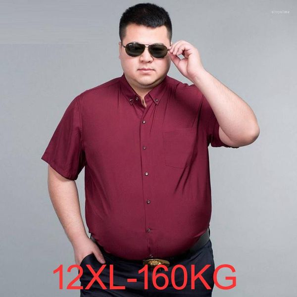 Freizeithemden für Herren, Größe L, 12XL, 160 kg, 150 kg, Herren, großes Hemd, Kurzarm, Sommer, Bürokleid, formell, solide Taschen, Business, 52 50 54